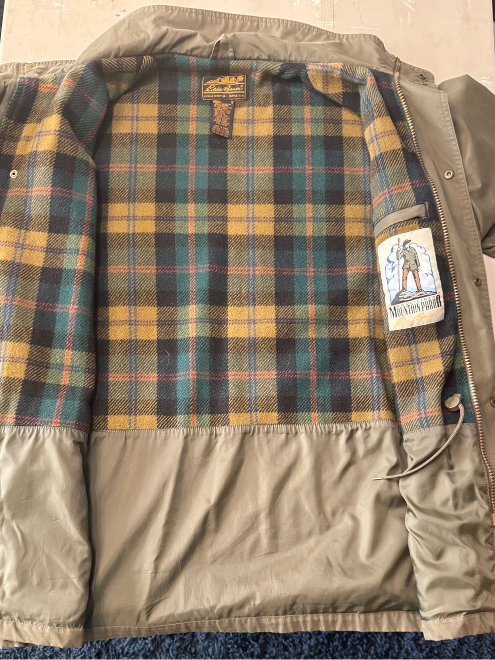 Eddie Bauer Wool Lined Mountain Parka Men’s L Olive Vintage Field Jacket - Picture 2 of 10